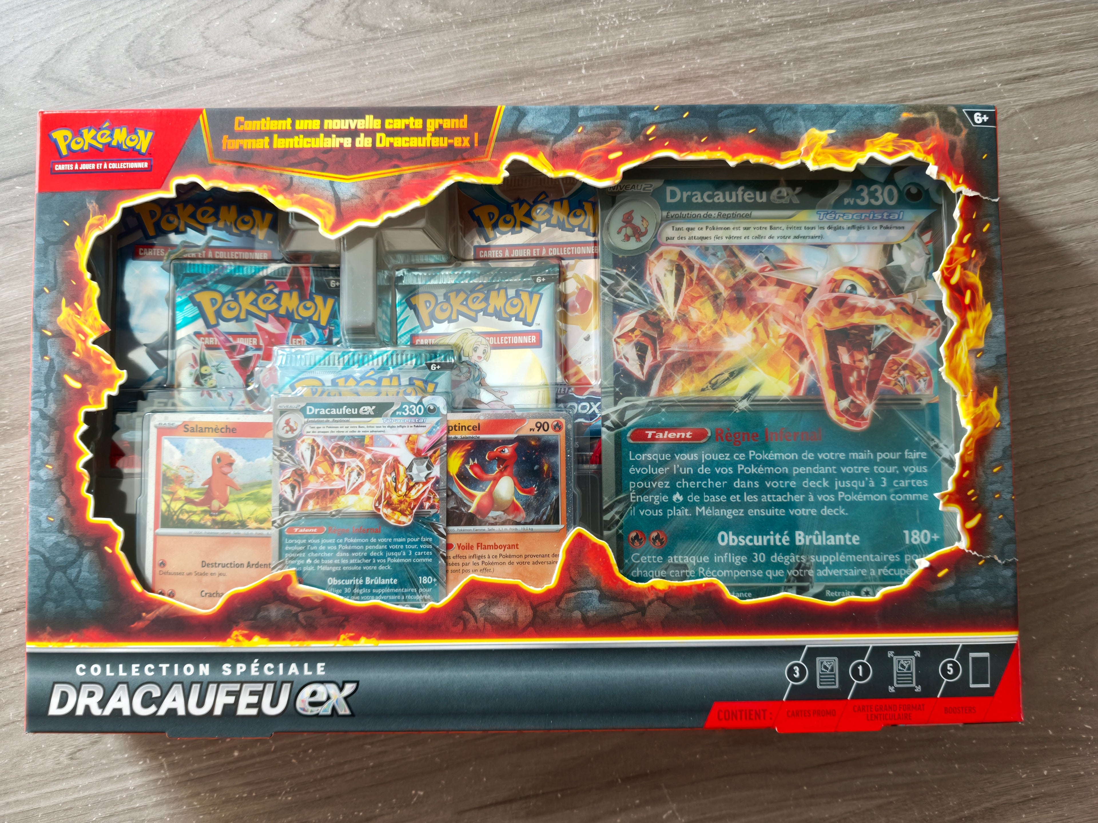 Pokémon - Coffret - 5 boosters - Dracaufeu ex Teracristal - FRANCAIS - ABIMEE