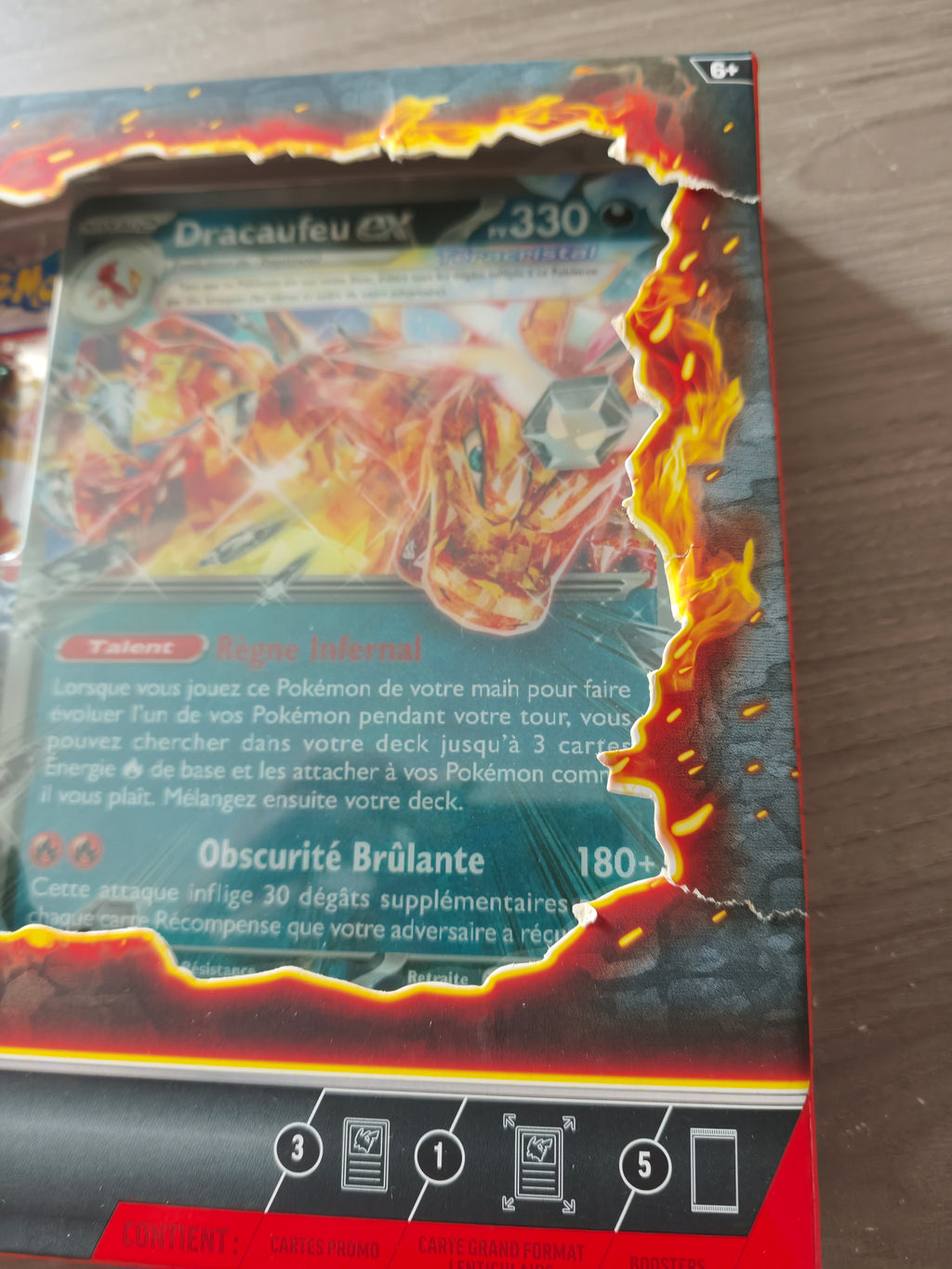 Pokémon - Coffret - 5 boosters - Dracaufeu ex Teracristal - FRANCAIS - ABIMEE