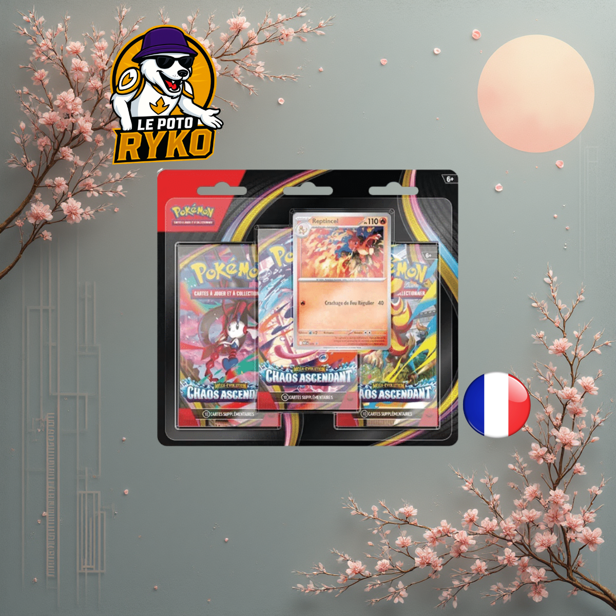 Pokemon - Tripack - Chaos Ascendant - 3 boosters - Promo : Reptincel
