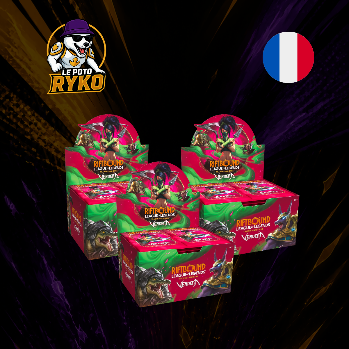 League of Legends - Riftbound - 3 Display de 24 Boosters - Vendetta - Français