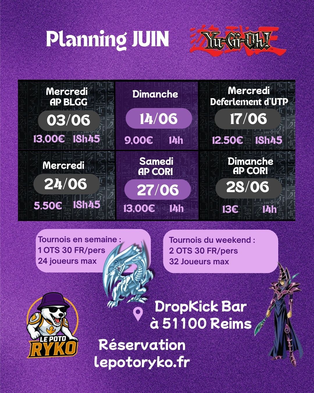 Tournoi - Yu-Gi-Oh! Master - Mercredi 24 Juin 2026 - 18h45 - DropKick Bar