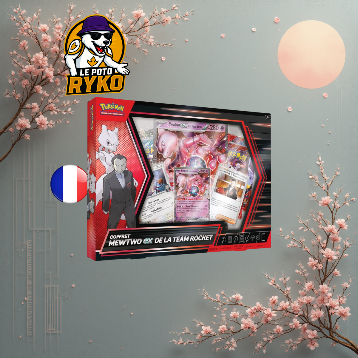 Pokemon - Coffret - 4 boosters - Mewtwo-ex de la Team Rocket - FRANCAIS