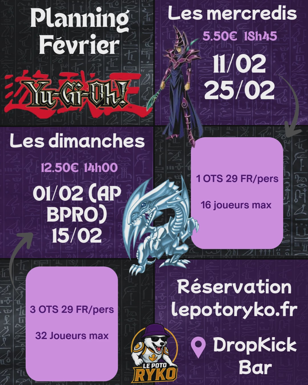 Tournoi - Yu-Gi-Oh! Master – DIMANCHE 15 FEVRIER 2026 - 14h - DropKick Bar